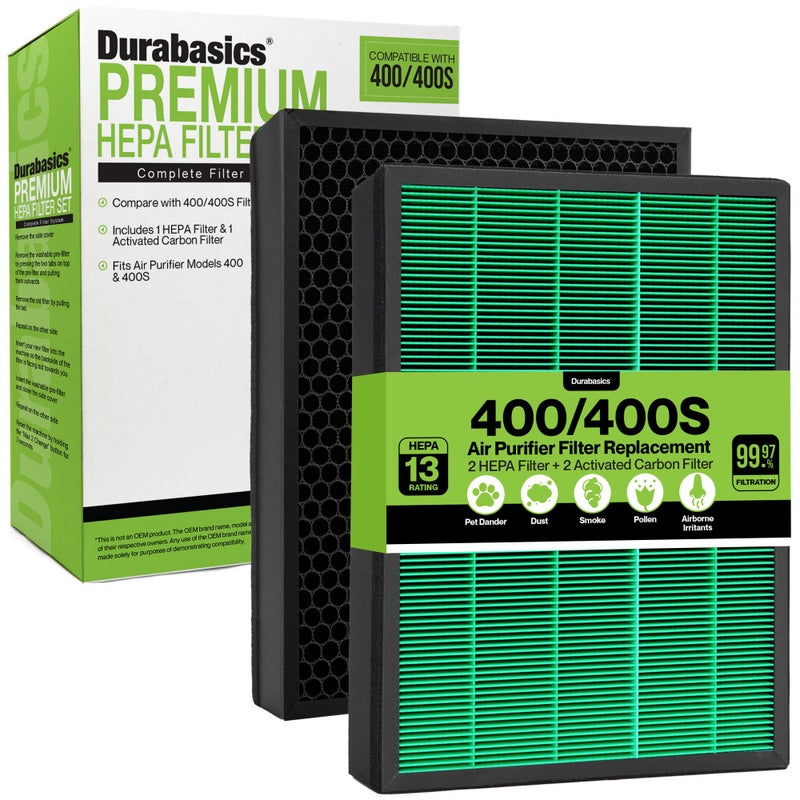Durabasics Replacement Compatible with 400/400S Airmega Max 2, High Performance HEPA and Activated Carbon Filter for Air Purifier, 2-Pack - Image 1